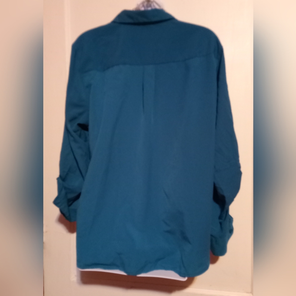 🛍️ BUNDLE ONLY 🛍️Roz & Ali Teal Button Down Shirt - Picture 4 of 7